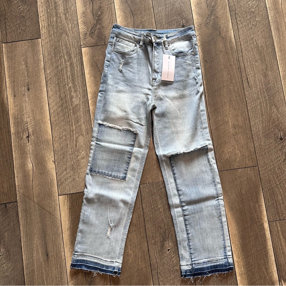 Risen Hi Rise Straight Crop Jeans